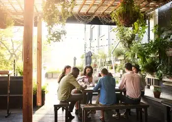 People enjoying a meal at Boulder Restaurants with Patios