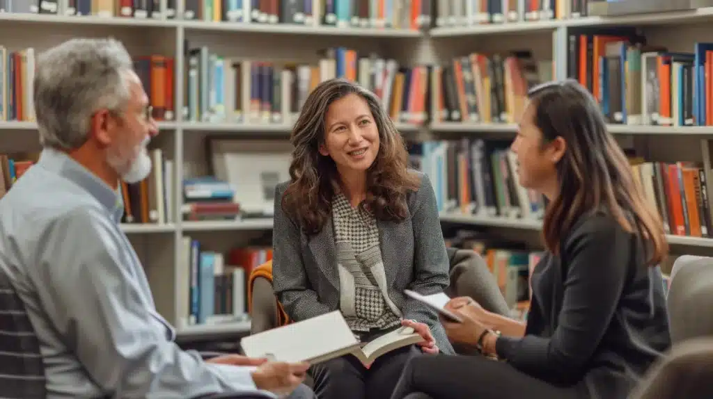 Author event and book discussion in a library