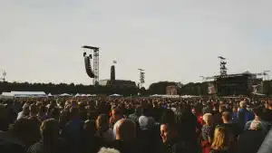 Large crowd gathering for Boulder Event