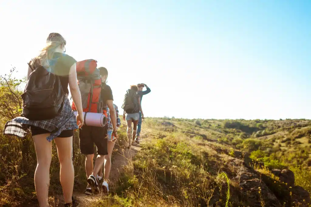 Group of friends hiking in Boulder