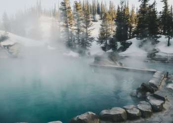 Misty Morning Hot Springs Near Boulder