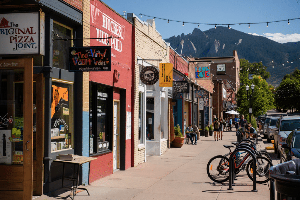 Vibrant commercial street in Boulder