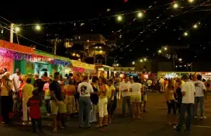Boulder Taco Fest crowd at night
