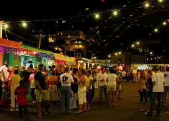 Boulder Taco Fest crowd at night