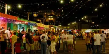 Boulder Taco Fest crowd at night